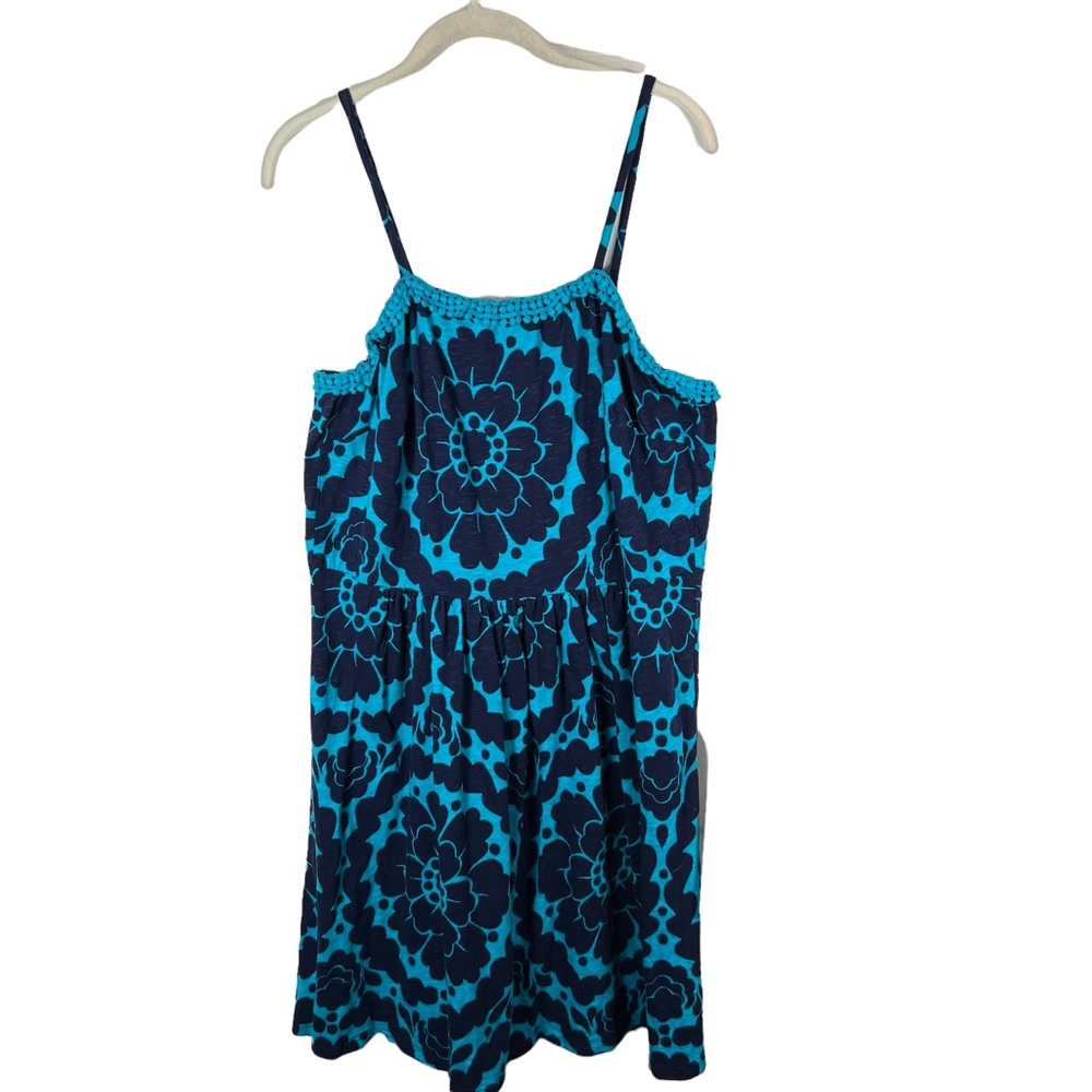 Boden Women Teal & Navy Blue Floral Midi Boho Festival Hippie Dress size 16